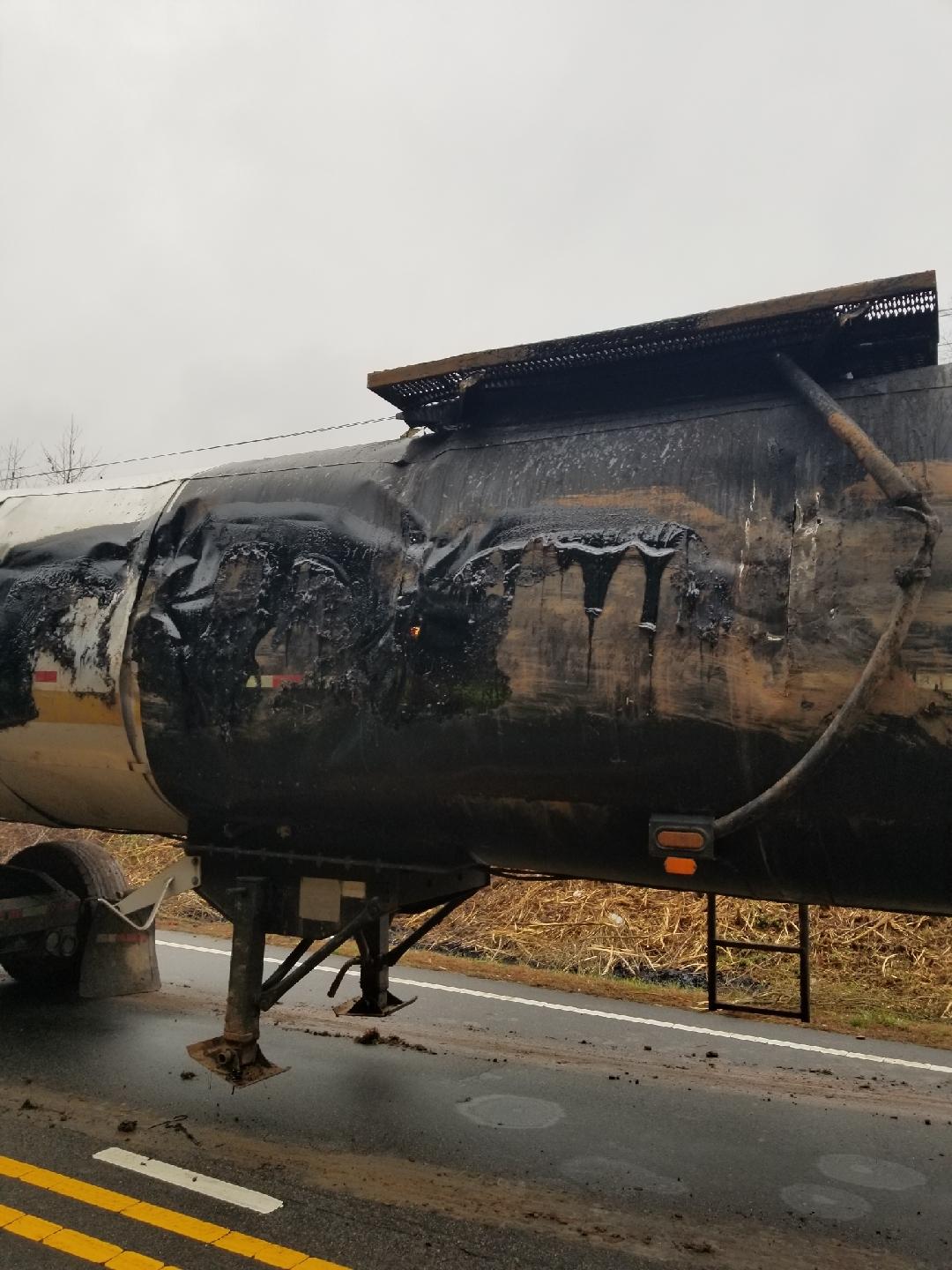 Overturned asphalt tanker truck in Raleigh, NC - First ...